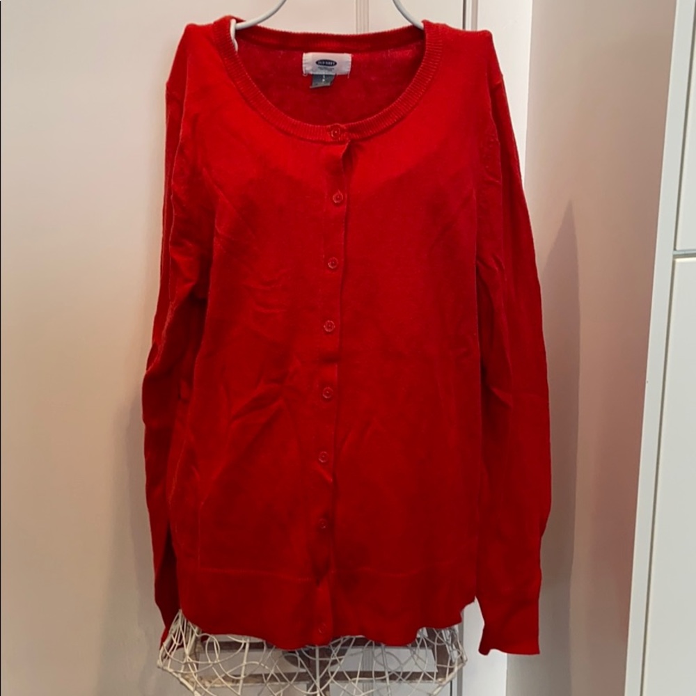 Old Navy Red Cardigan Sweater